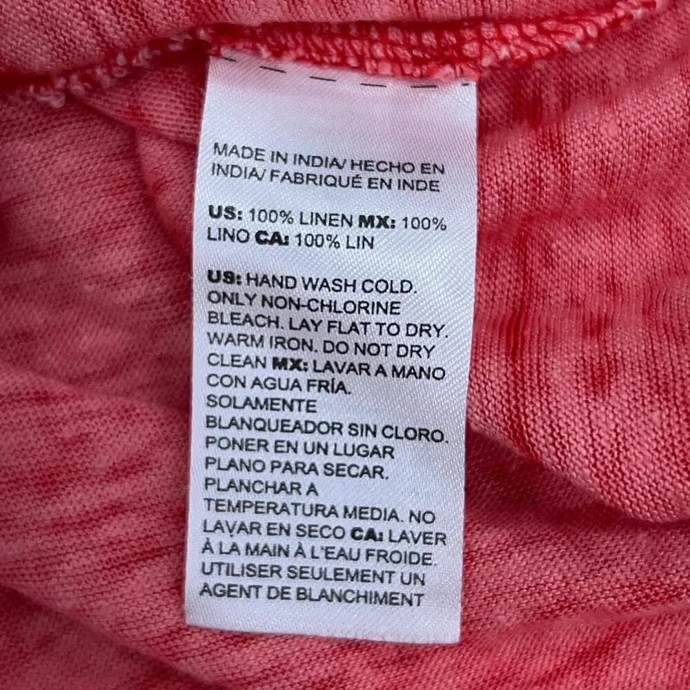 Chicos Womens Size 0 US S Linen Slplit Neck Tunic Top Soft Knit Garment Dyed Red